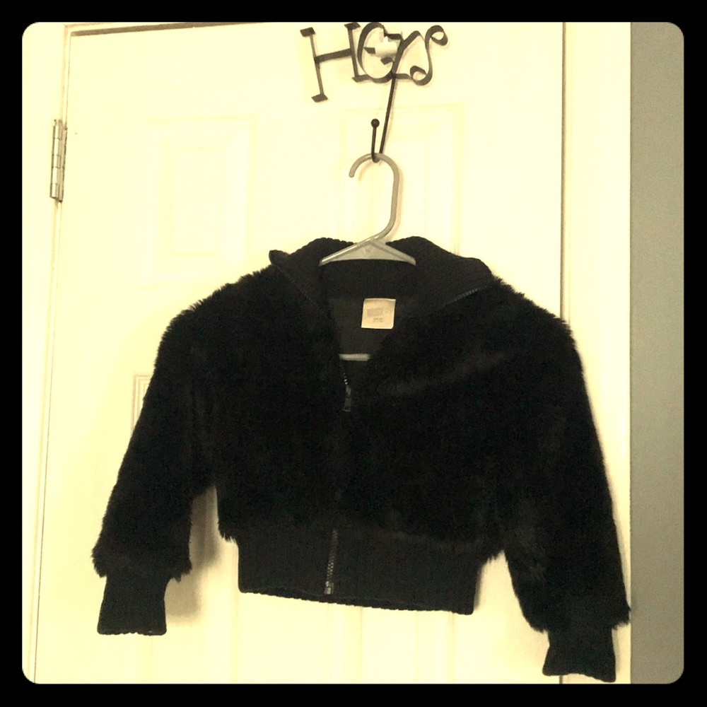 Black faux fur coat